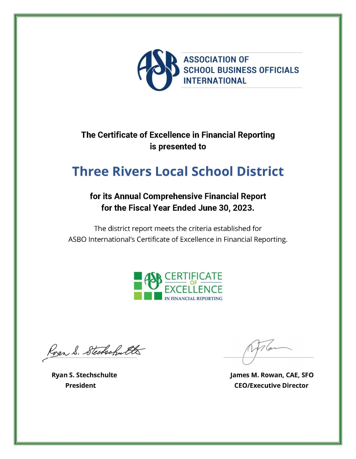 Certificate of Excellence